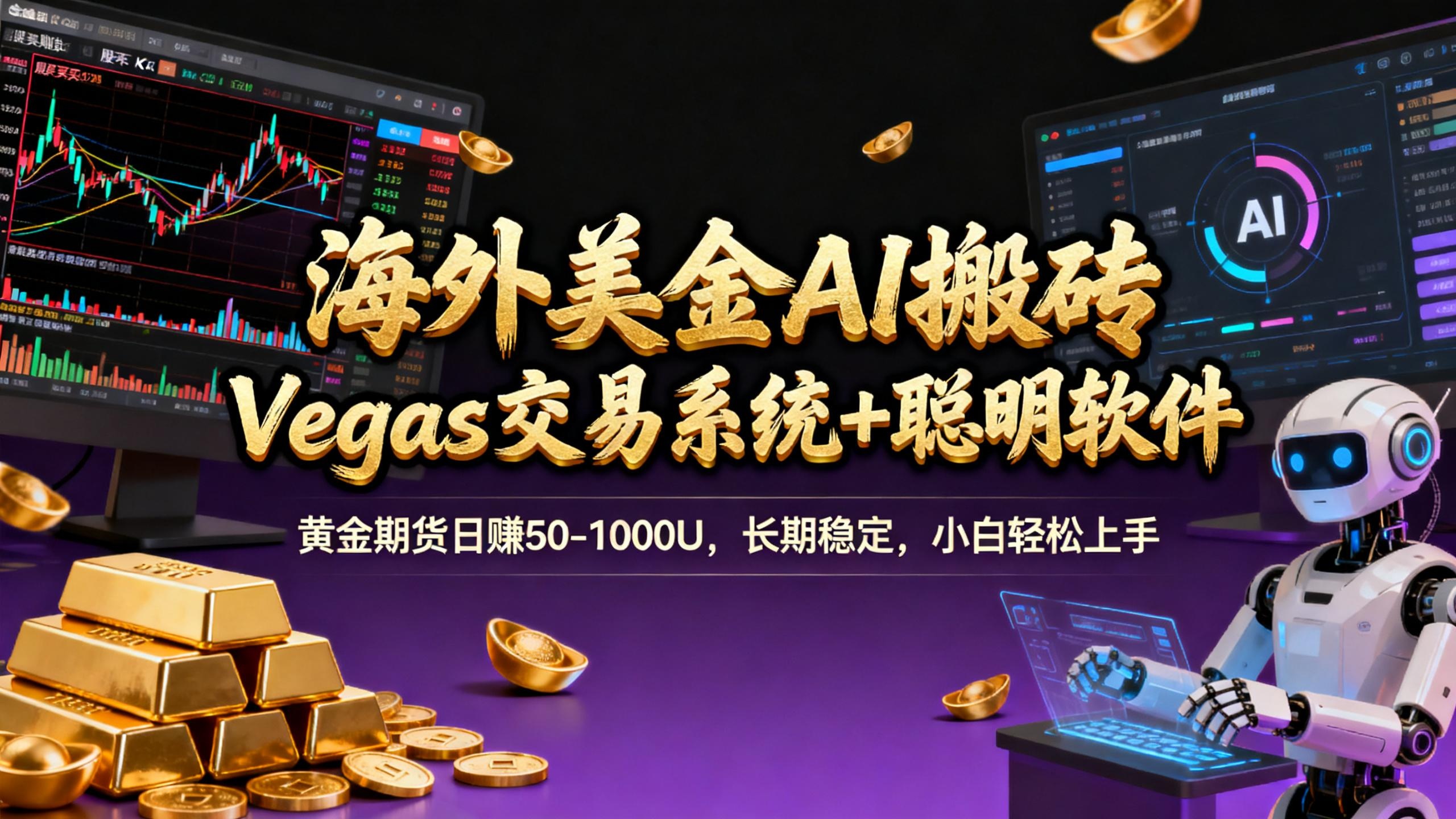 海外美金AI搬砖，Vegas交易技术+聪明软件，日赚50-1000U，长期稳定，小白轻松上手。